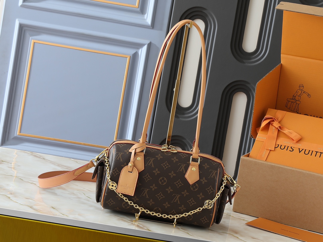 LV Classic Handbag Monogram Canvas Model M44935 Zip Closure Business Casual